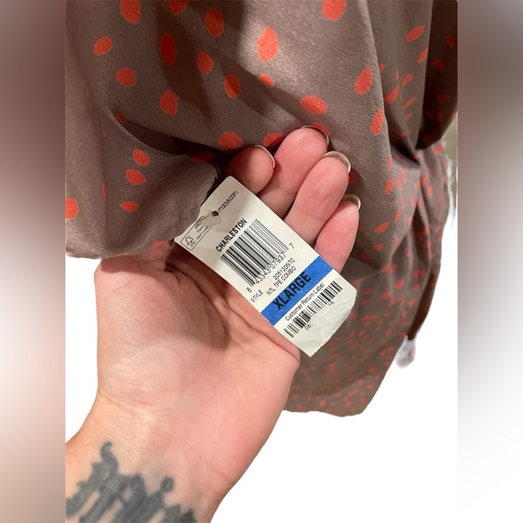 Mauve polka dot synched dress - Picture 4 of 6